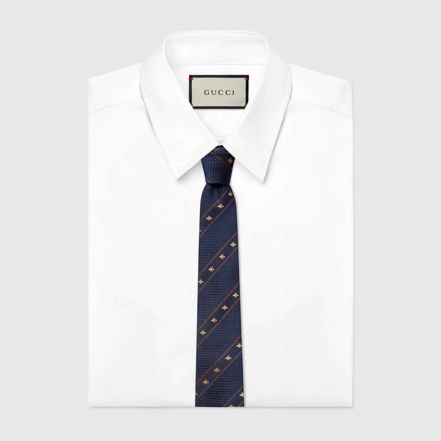 Cravate en jacquard de soie avec bande Web et motif abeille