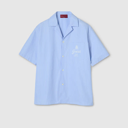 Chemise de bowling en popeline de coton à rayures fin