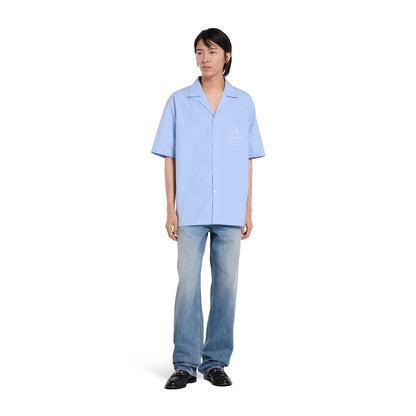 Chemise de bowling en popeline de coton à rayures fin