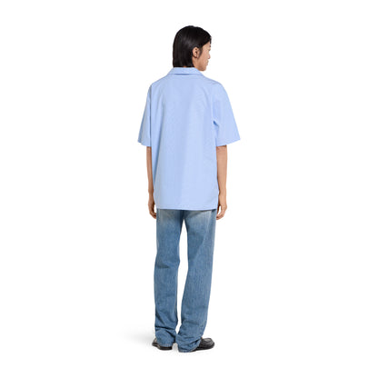 Chemise de bowling en popeline de coton à rayures fin