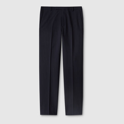 Pantalon en laine à fines rayures