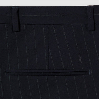 Pantalon en laine à fines rayures