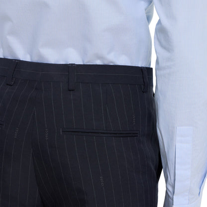 Pantalon en laine à fines rayures