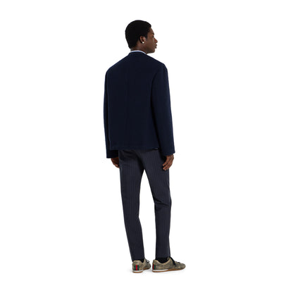 Pantalon en laine à fines rayures