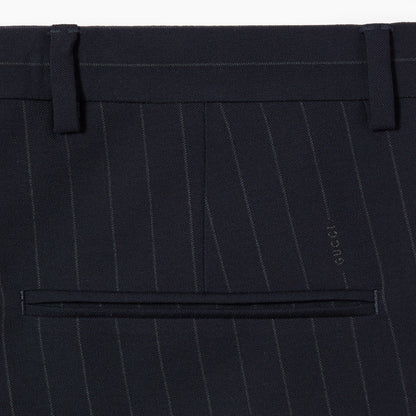 Pantalon en laine à fines rayures