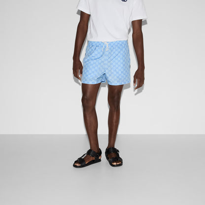Short de bain technique en popeline imprimée