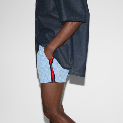 Short de bain technique en popeline imprimée