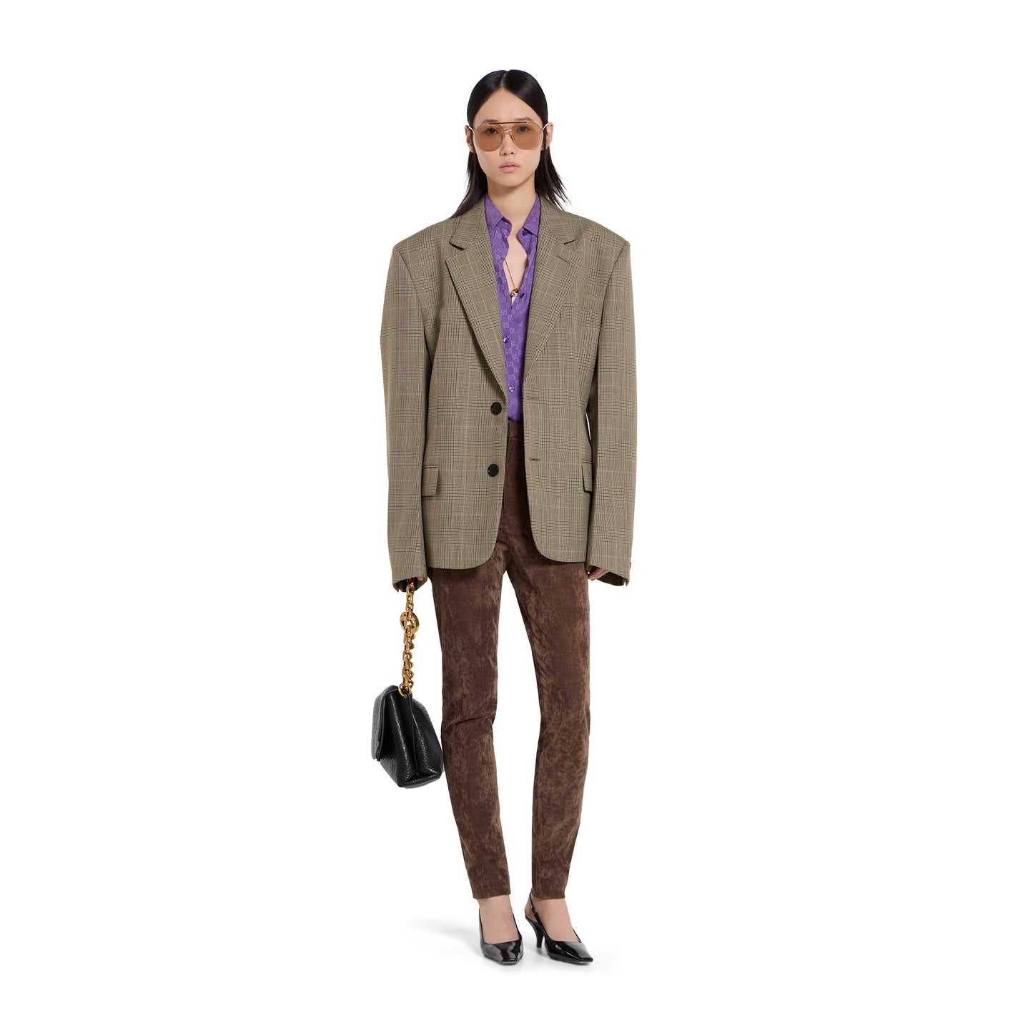 Chemise oversize en jacquard de soie GG