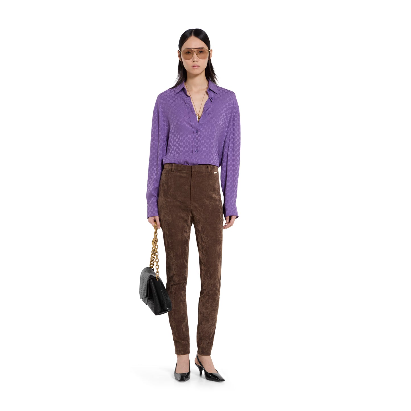 Chemise oversize en jacquard de soie GG