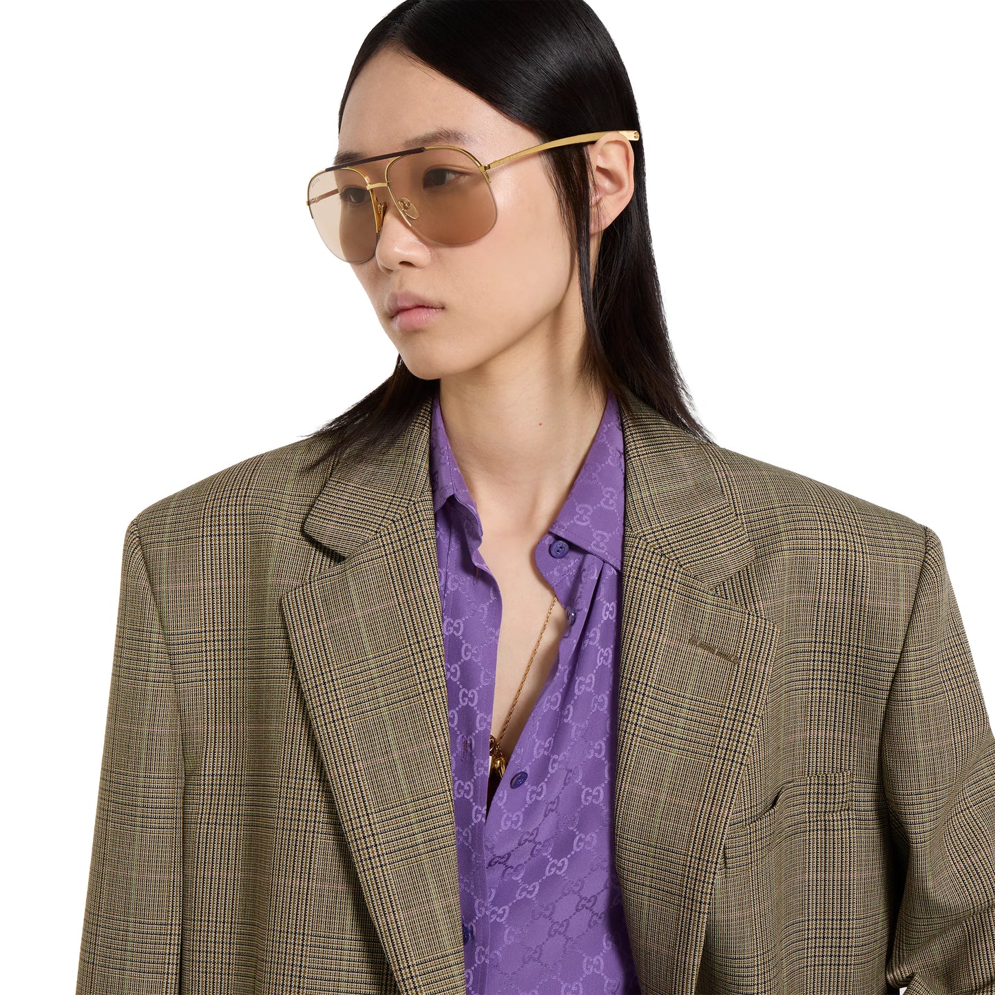 Chemise oversize en jacquard de soie GG