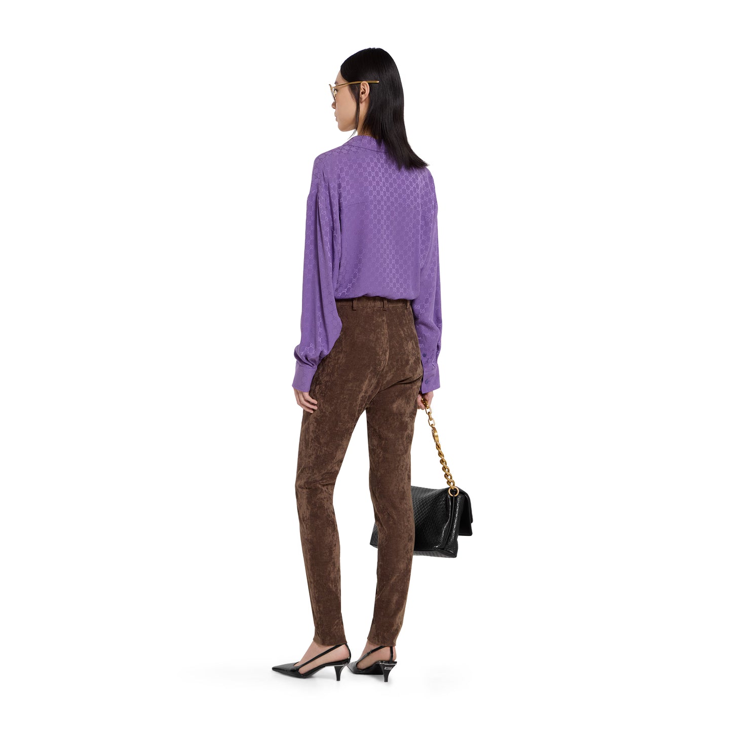 Chemise oversize en jacquard de soie GG