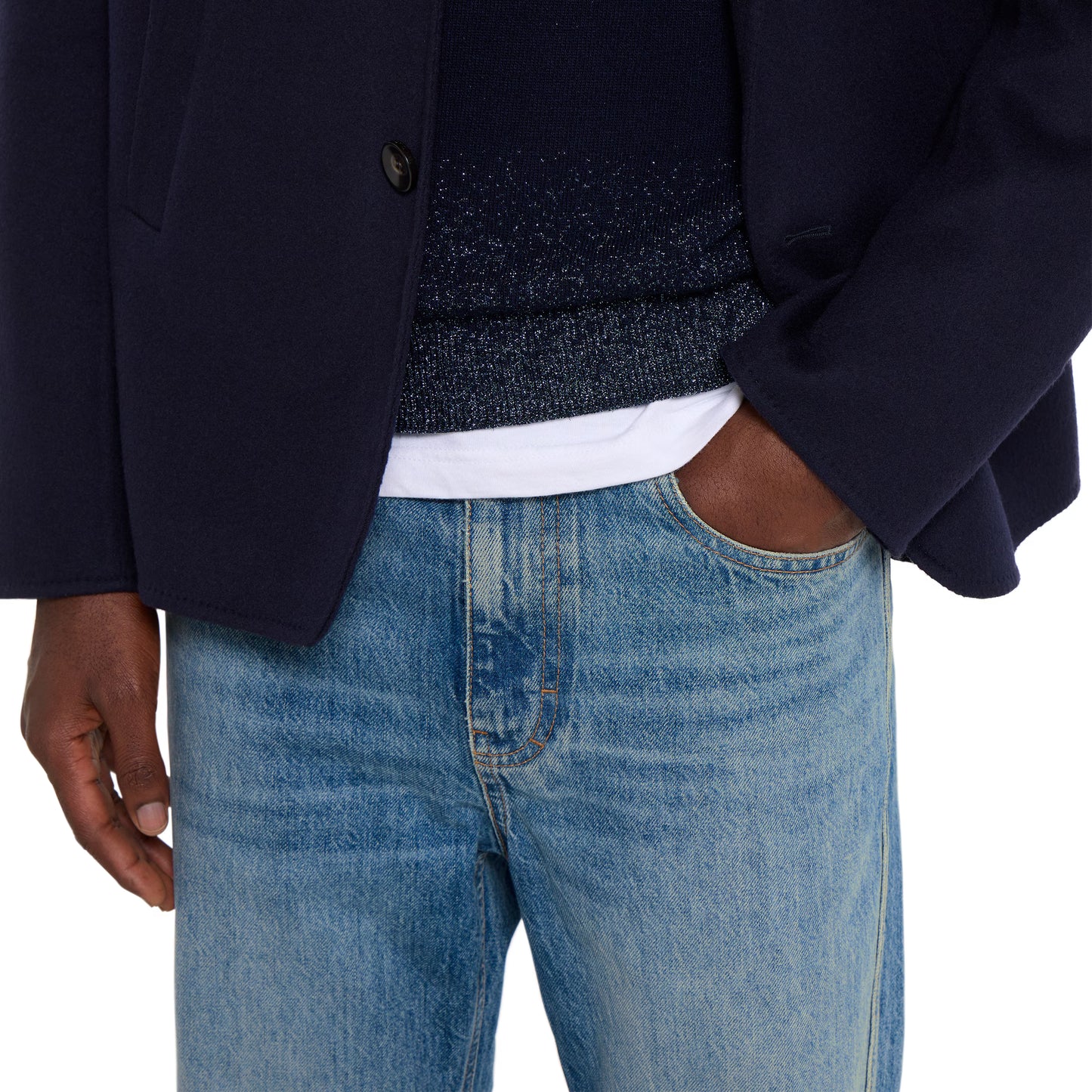 Pantalon en denim de coton coupe ajustée