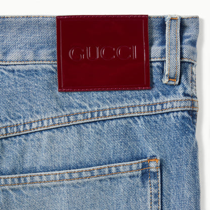 Pantalon en denim de coton coupe ajustée