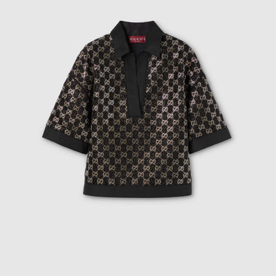 Haut en tweed de laine en lamé