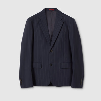 Veste en laine à fines rayures à simple boutonnage