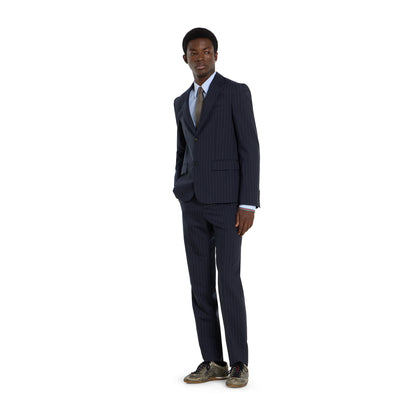 Veste en laine à fines rayures à simple boutonnage