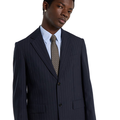 Veste en laine à fines rayures à simple boutonnage