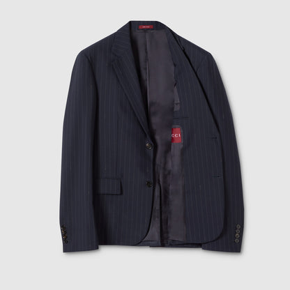 Veste en laine à fines rayures à simple boutonnage