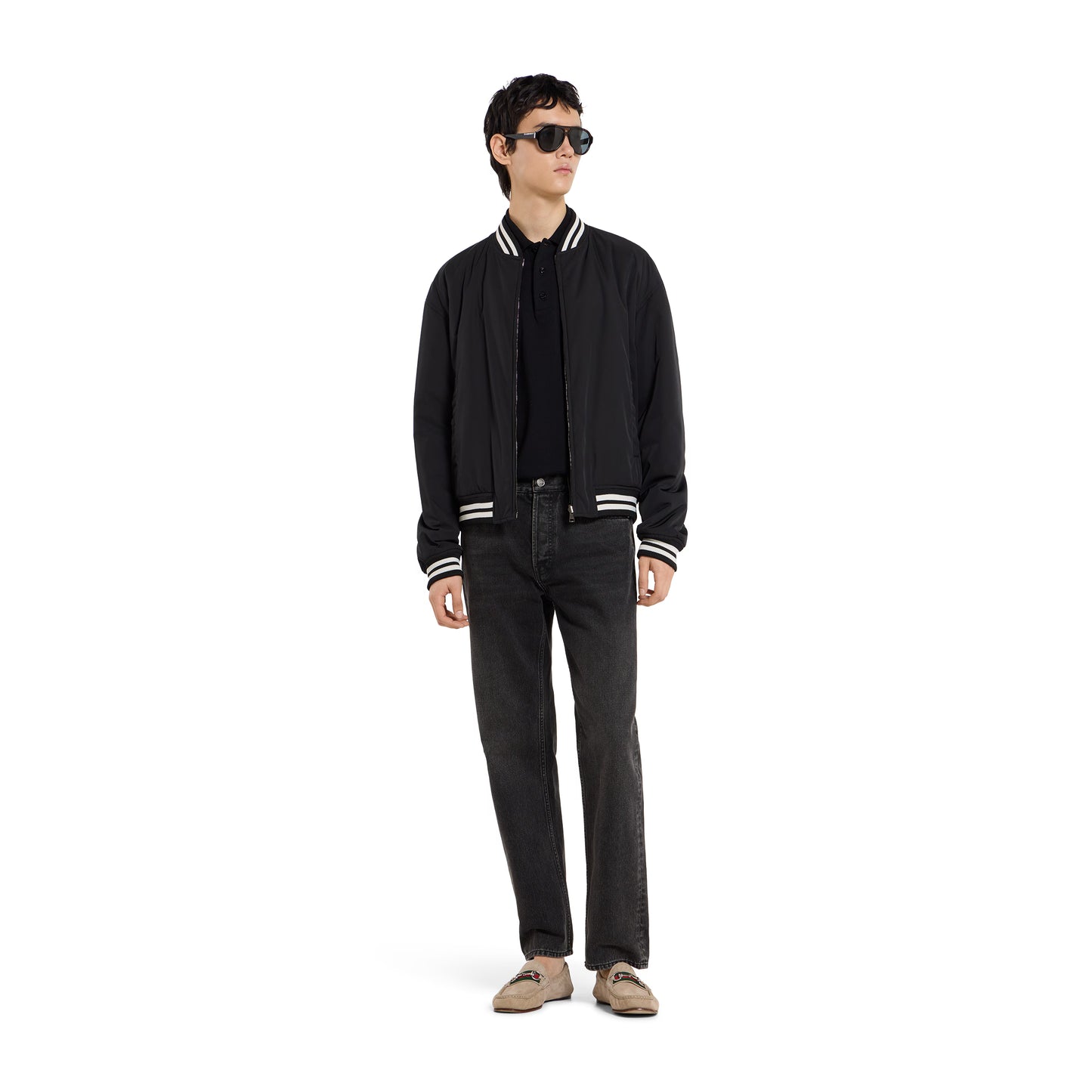 Veste zippée réversible en sergé de nylon