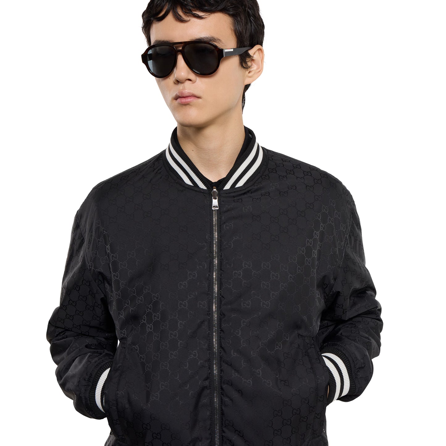 Veste zippée réversible en sergé de nylon