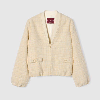 Veste en tweed de coton à carreaux lamé