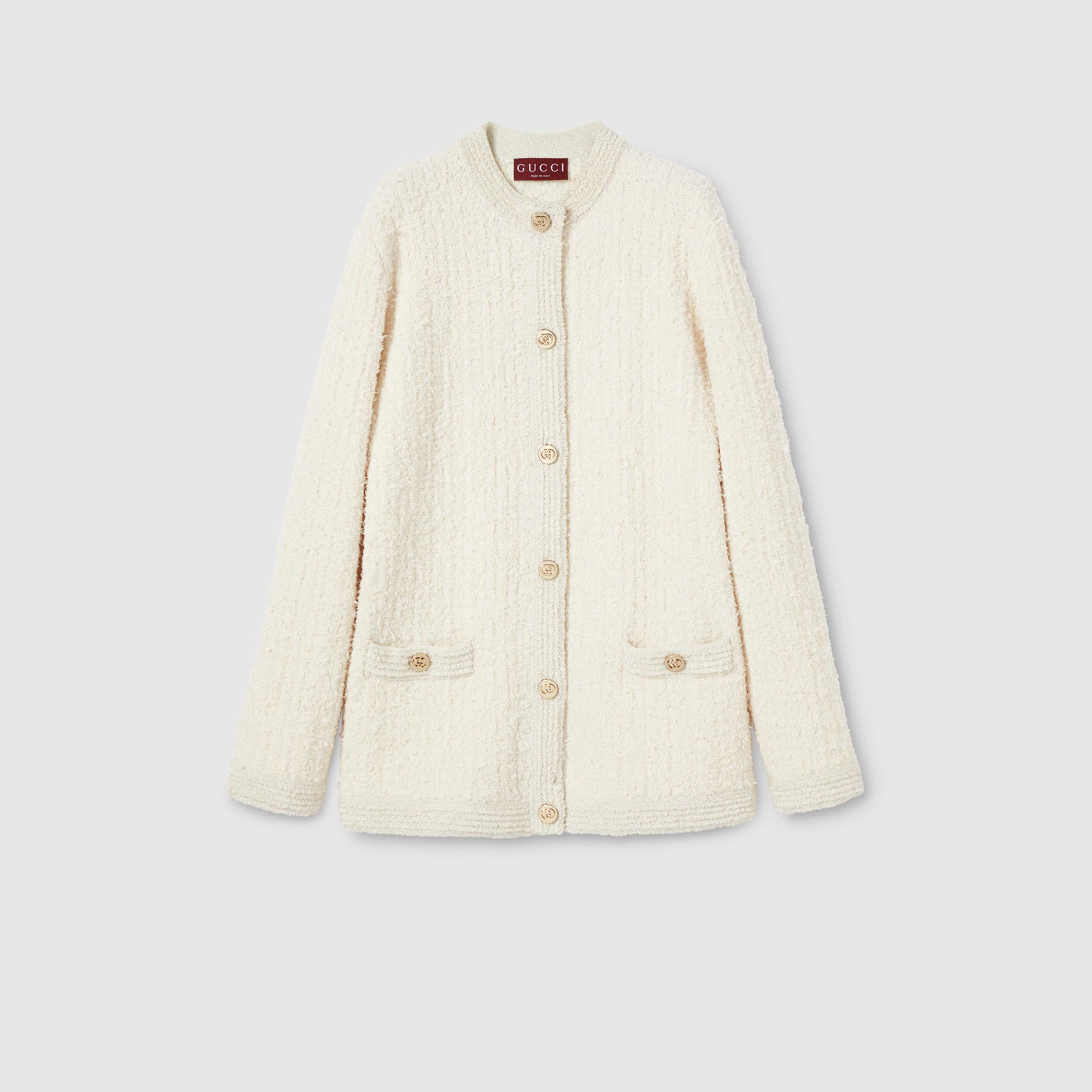 Cardigan en laine bouclée lamée