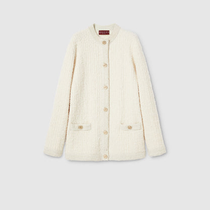 Cardigan en laine bouclée lamée