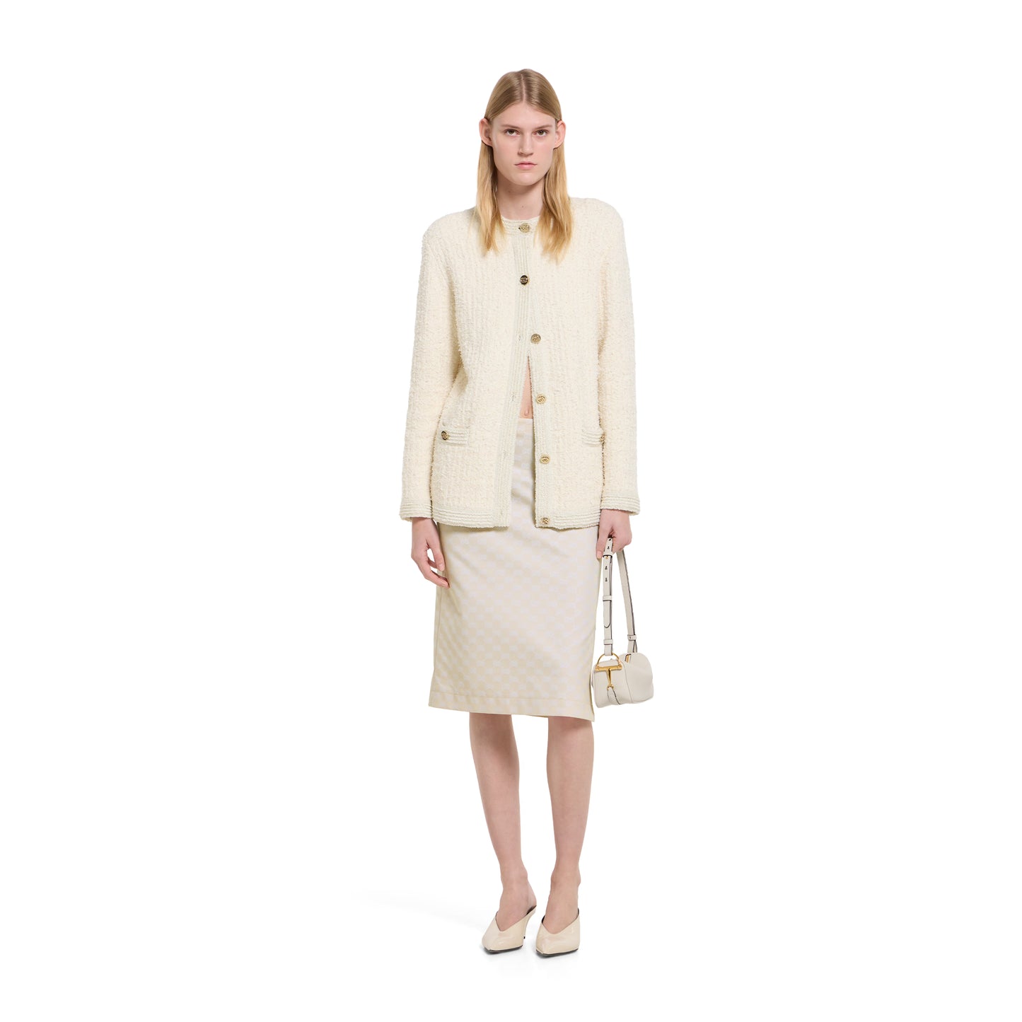 Cardigan en laine bouclée lamée