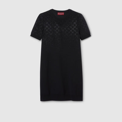 Kleid aus feiner Wolle mit GG Kristallen