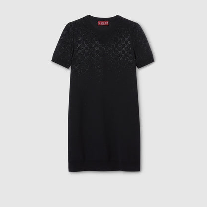 Robe en laine fine avec cristaux GG