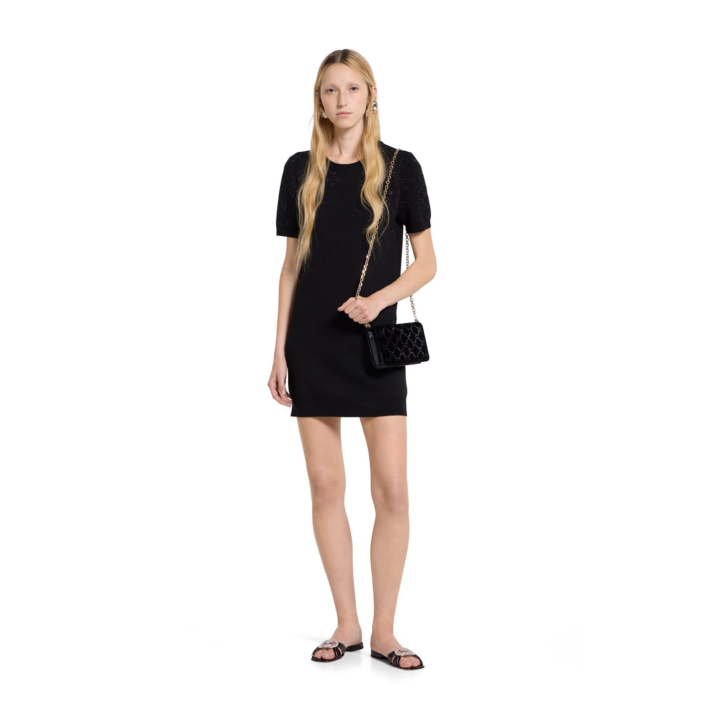 Robe en laine fine avec cristaux GG