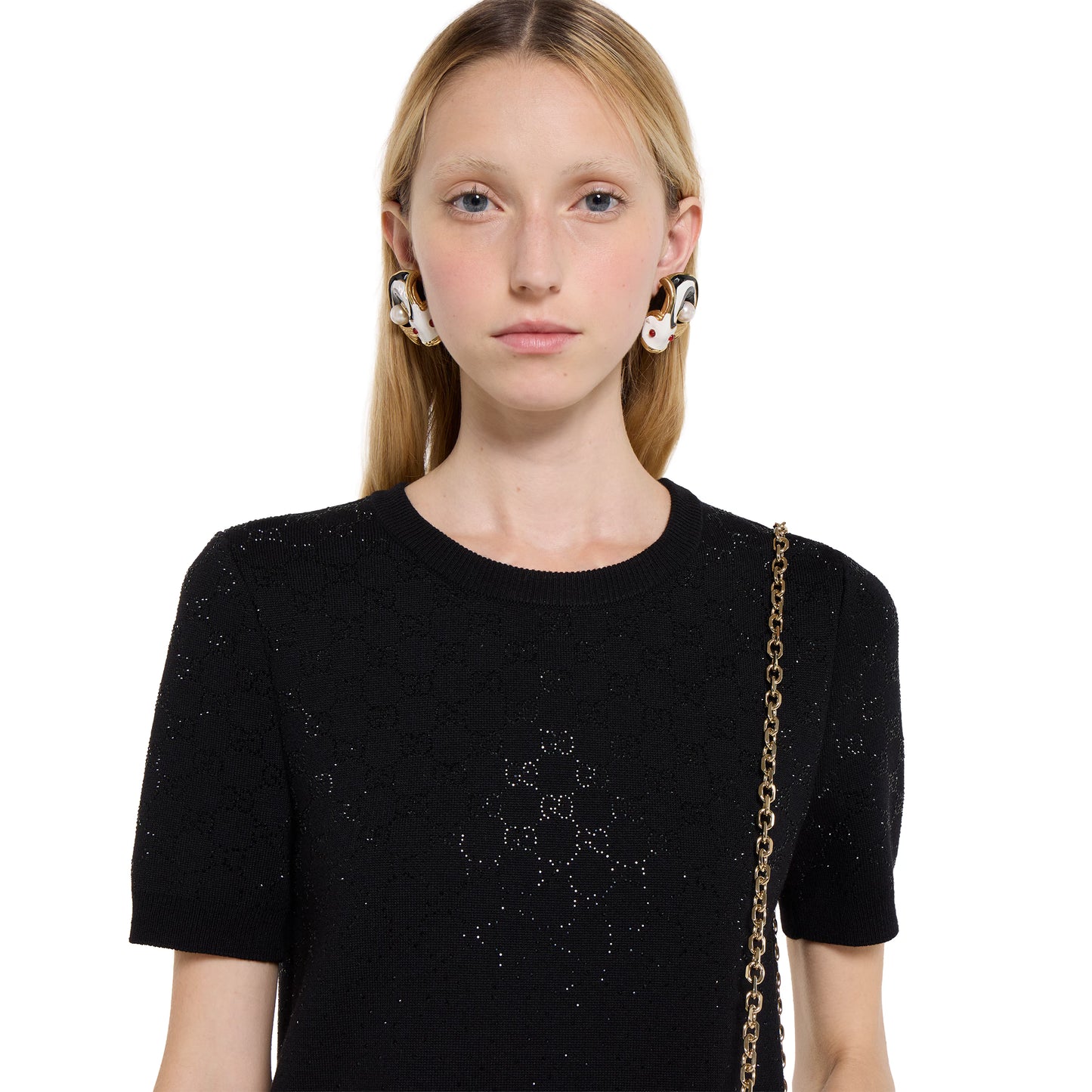 Robe en laine fine avec cristaux GG