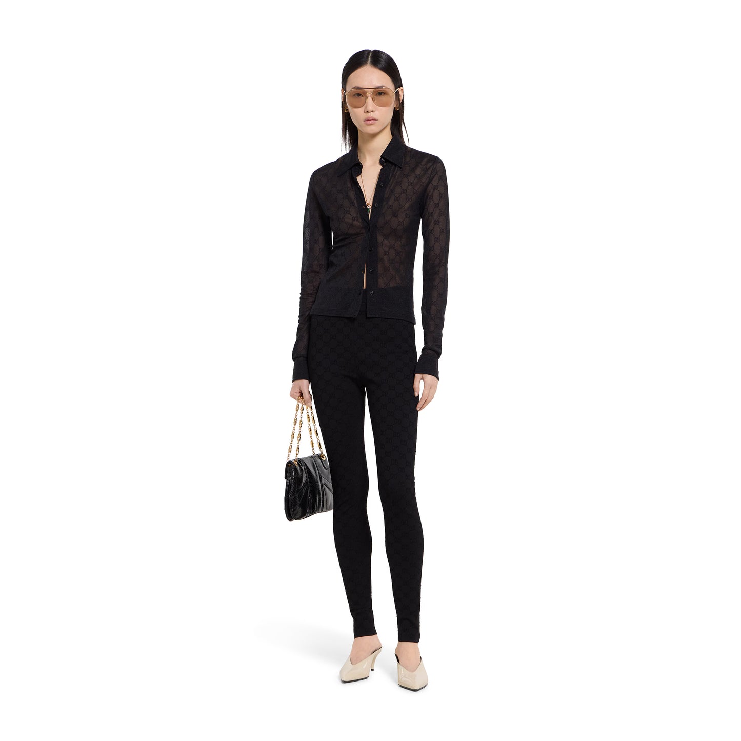 Legging élastique en jacquard GG