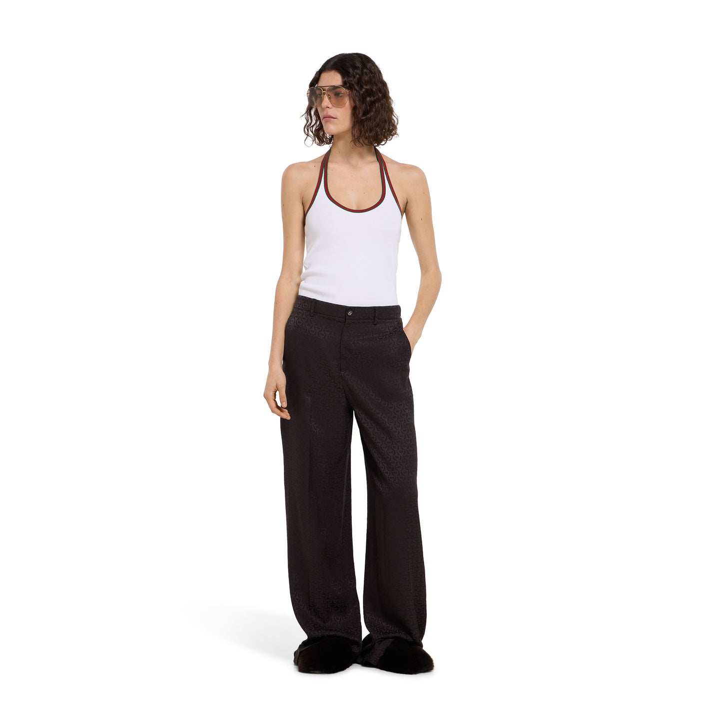 Pantalon en jacquard de soie à détail Mors