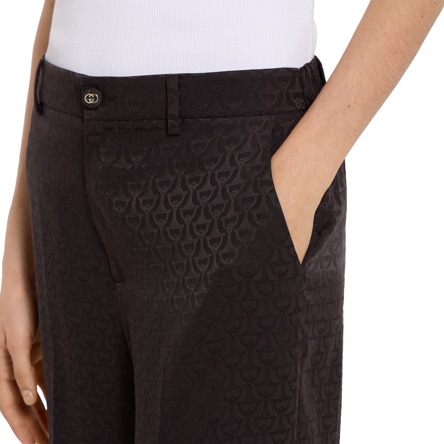 Pantalon en jacquard de soie à détail Mors