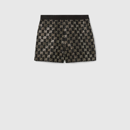 Short en tweed de laine lamé brodée