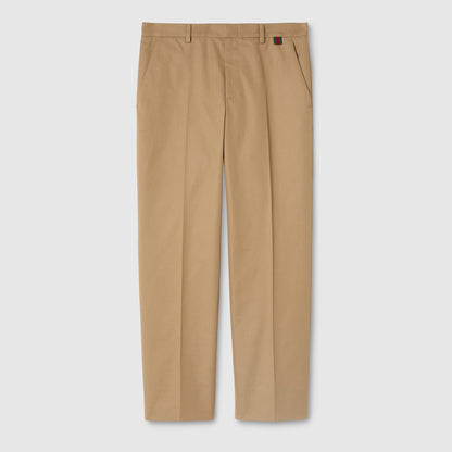 Pantalon en twill de coton avec détail bande Web