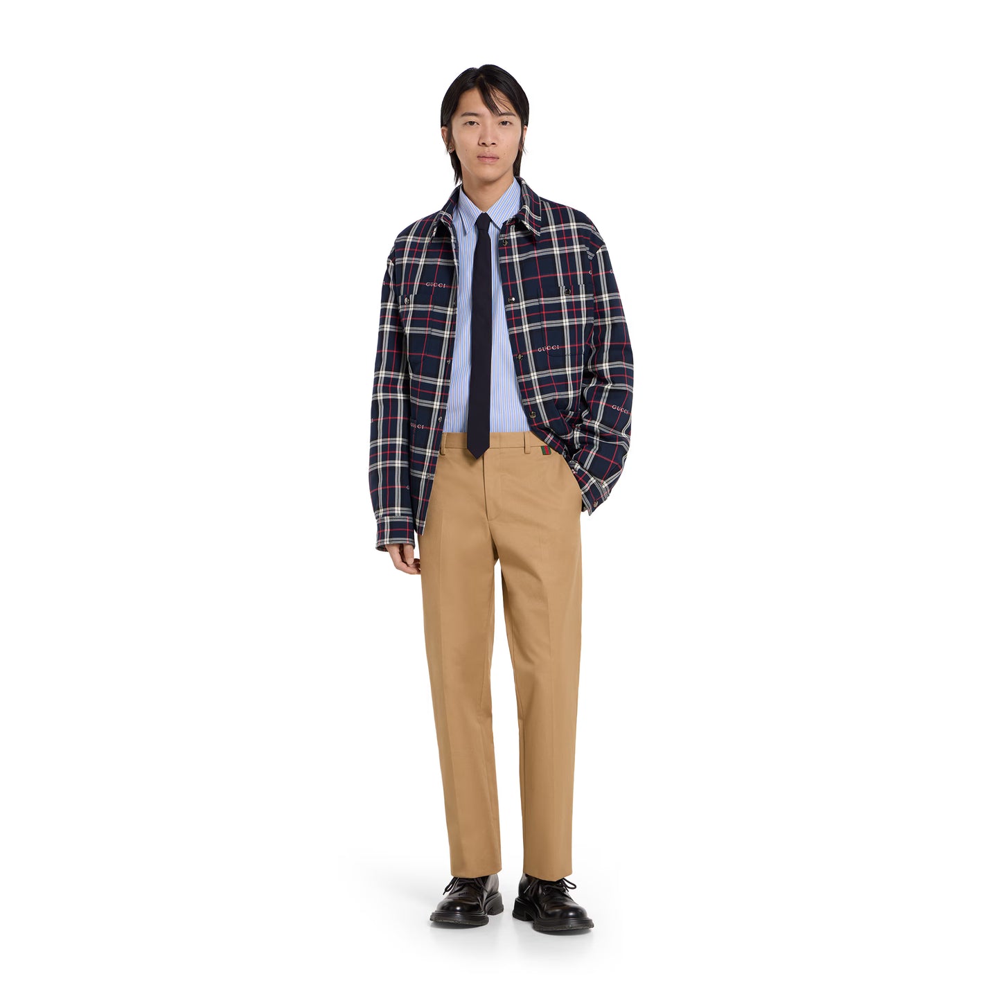 Pantalon en twill de coton avec détail bande Web
