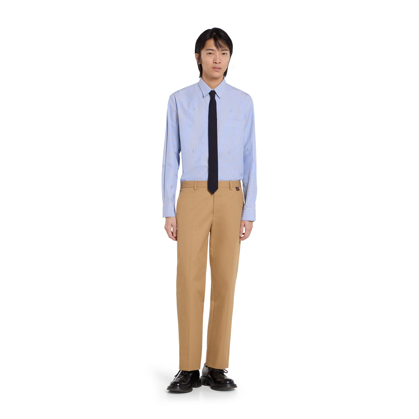 Pantalon en twill de coton avec détail bande Web