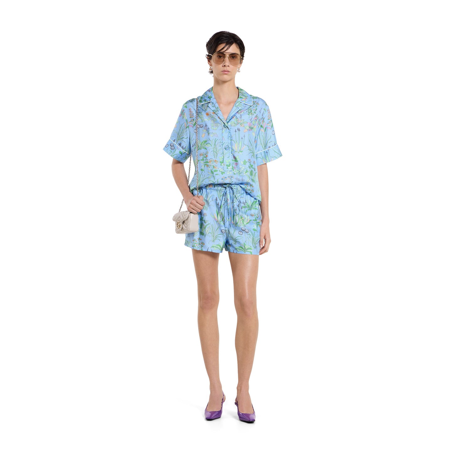 Chemise en twill de soie avec imprimé