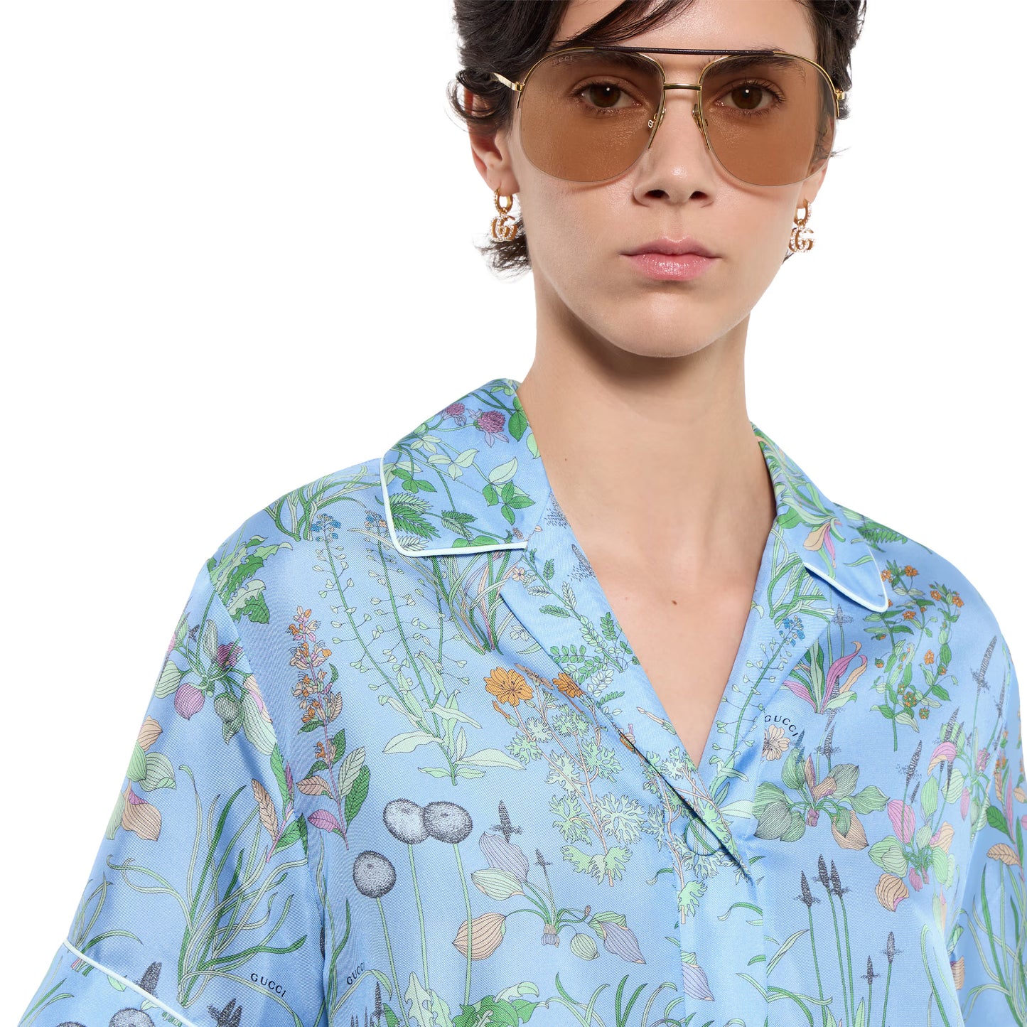Chemise en twill de soie avec imprimé