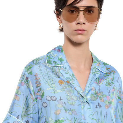 Chemise en twill de soie avec imprimé