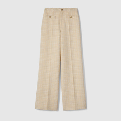 Pantalon en tweed de coton à carreaux