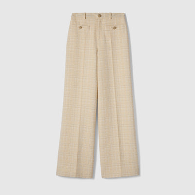 Pantalon en tweed de coton à carreaux