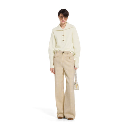 Pantalon en tweed de coton à carreaux