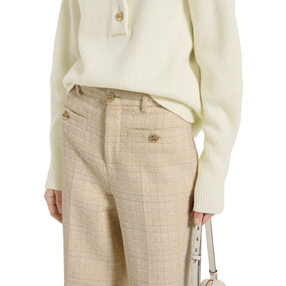 Pantalon en tweed de coton à carreaux