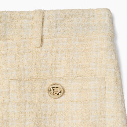 Pantalon en tweed de coton à carreaux
