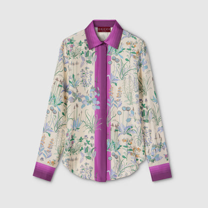 Chemise en twill de soie avec imprimé