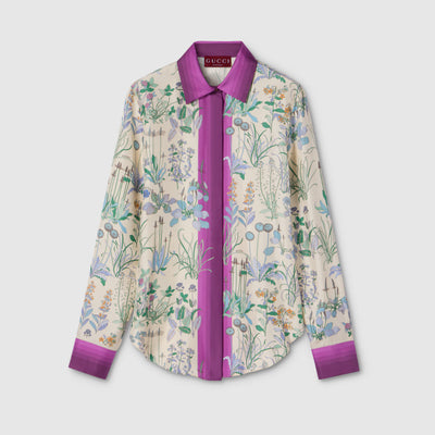 Chemise en twill de soie avec imprimé
