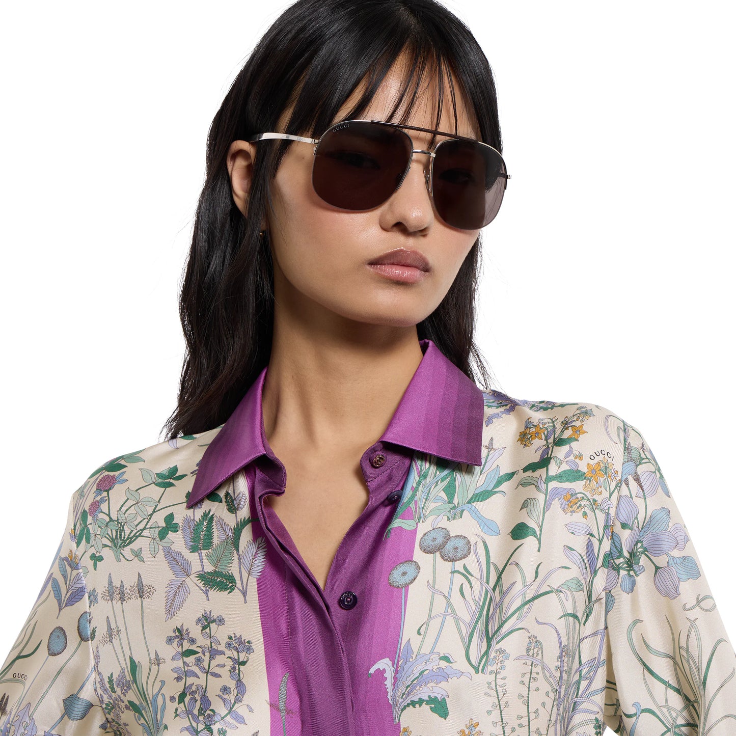 Chemise en twill de soie avec imprimé